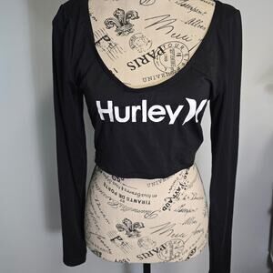 Hurley black long sleeve crop top size med